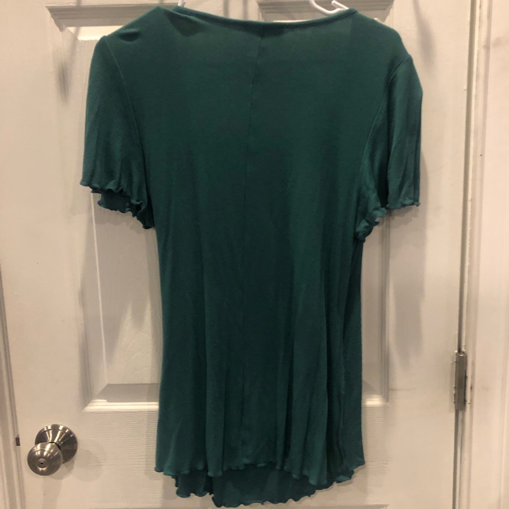 Lane Bryant Green Faux Wrap Top 14/16 - Picture 2 of 8